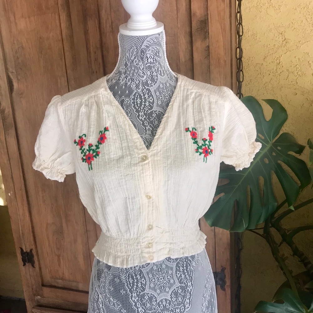 SOLD Mexican cropped bohemian blouse